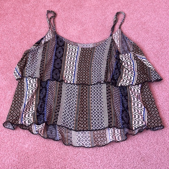 Patterned Flowy Tank in Blue and White Size 1 - Picture 4 of 6